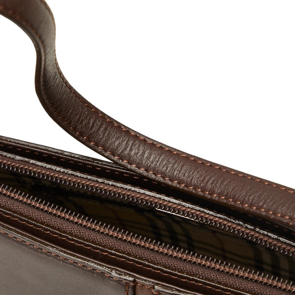 バーバリー ノバチェック ロゴ型押し ワンショルダーバッグ ブラウン レザー レディース BURBERRY 【中古】