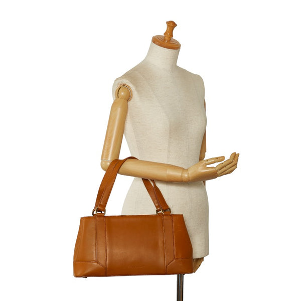 バーバリー ノバチェック ロゴ型押し ゴールド金具 ショルダーバッグ トートバッグ ブラウン レザー レディース BURBERRY 【中古】