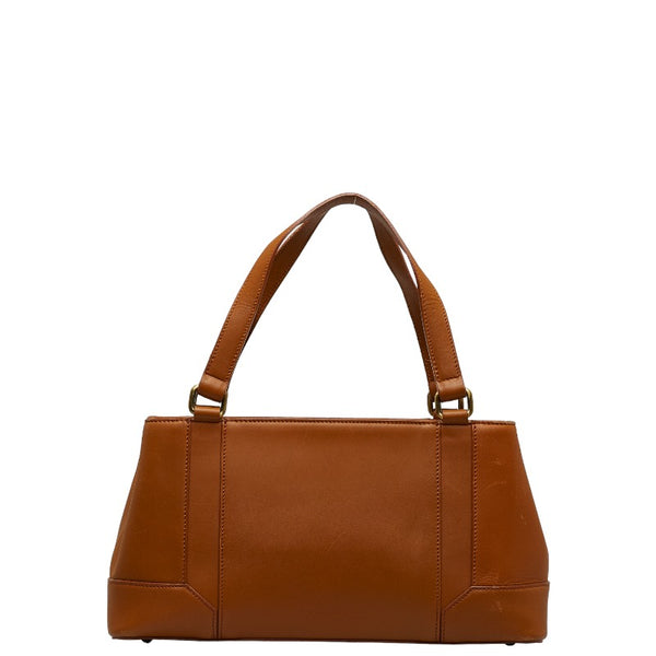 バーバリー ノバチェック ロゴ型押し ゴールド金具 ショルダーバッグ トートバッグ ブラウン レザー レディース BURBERRY 【中古】