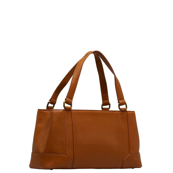バーバリー ノバチェック ロゴ型押し ゴールド金具 ショルダーバッグ トートバッグ ブラウン レザー レディース BURBERRY 【中古】
