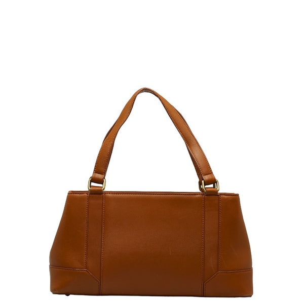 バーバリー ノバチェック ロゴ型押し ゴールド金具 ショルダーバッグ トートバッグ ブラウン レザー レディース BURBERRY 【中古】