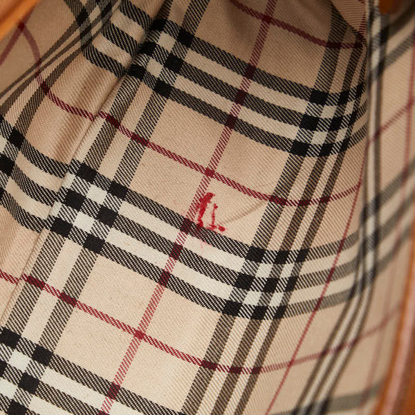バーバリー ノバチェック ロゴ型押し ゴールド金具 ショルダーバッグ トートバッグ ブラウン レザー レディース BURBERRY 【中古】