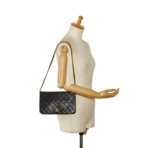 シャネル マトラッセ ココマーク チェーン ワンショルダーバッグ ブラック レザー レディース CHANEL 【中古】