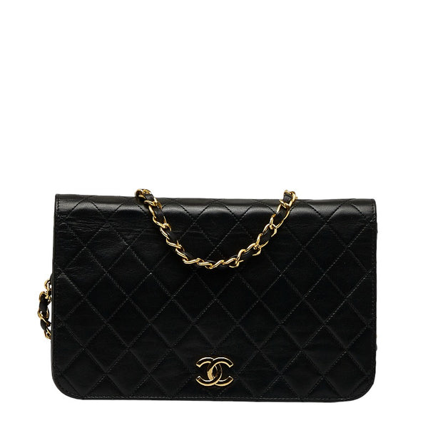 シャネル マトラッセ ココマーク チェーン ワンショルダーバッグ ブラック レザー レディース CHANEL 【中古】