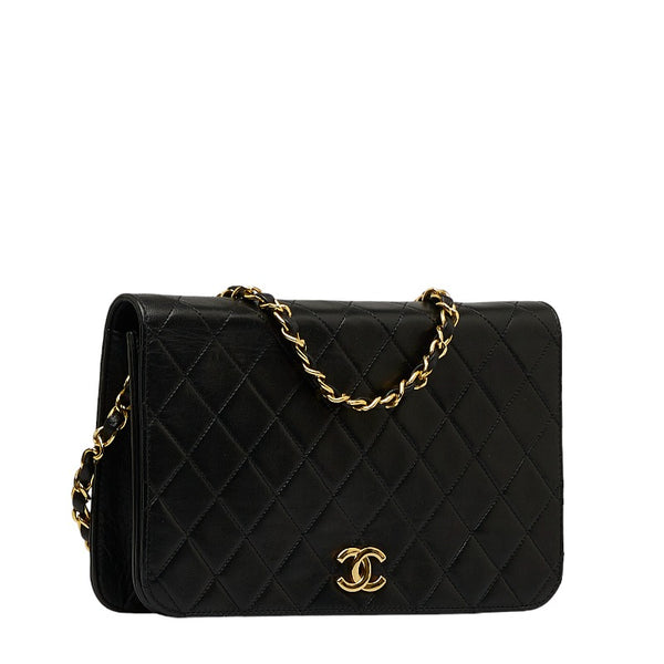 シャネル マトラッセ ココマーク チェーン ワンショルダーバッグ ブラック レザー レディース CHANEL 【中古】