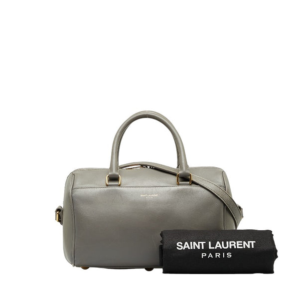 サンローラン ベイビーダッフル ゴールド金具 ハンドバッグ ショルダーバッグ 2WAY 330958 グレー レザー レディース SAINT LAURENT 【中古】