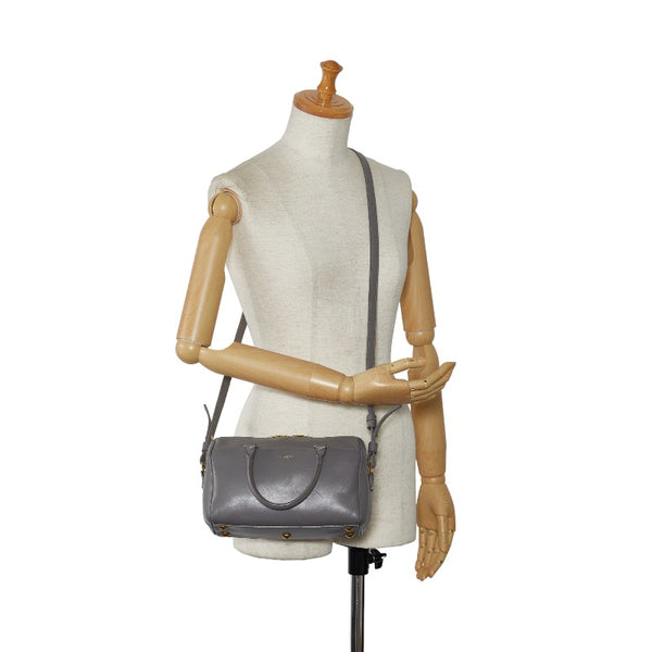 サンローラン ベイビーダッフル ゴールド金具 ハンドバッグ ショルダーバッグ 2WAY 330958 グレー レザー レディース SAINT LAURENT 【中古】