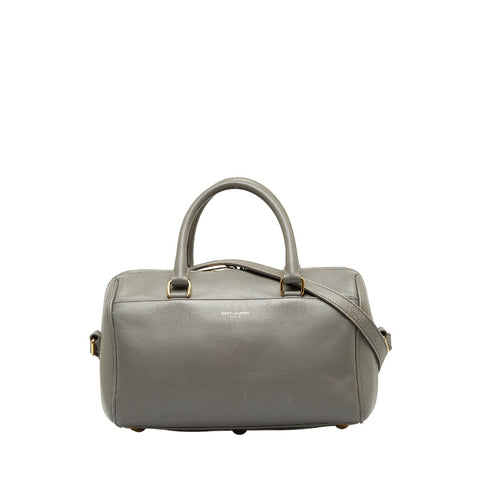 サンローラン ベイビーダッフル ゴールド金具 ハンドバッグ ショルダーバッグ 2WAY 330958 グレー レザー レディース SAINT LAURENT 【中古】