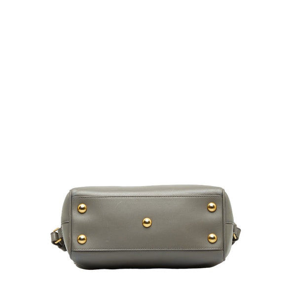 サンローラン ベイビーダッフル ゴールド金具 ハンドバッグ ショルダーバッグ 2WAY 330958 グレー レザー レディース SAINT LAURENT 【中古】