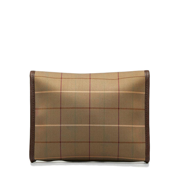 バーバリー チェック ポーチ カーキ ブラウン キャンバス レディース BURBERRY 【中古】