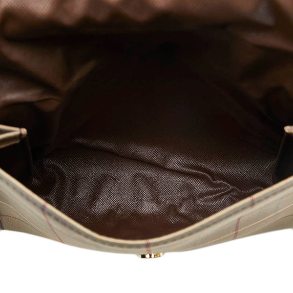 バーバリー チェック ポーチ カーキ ブラウン キャンバス レディース BURBERRY 【中古】