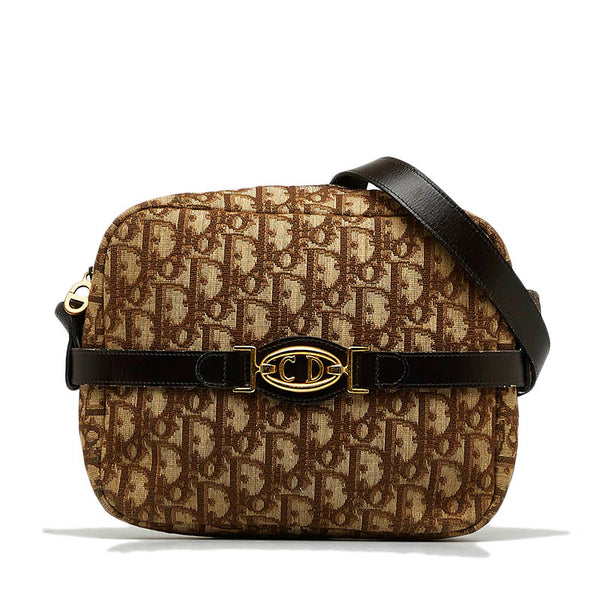ディオール トロッター ショルダーバッグ ブラウン キャンバス レザー レディース Dior 【中古】