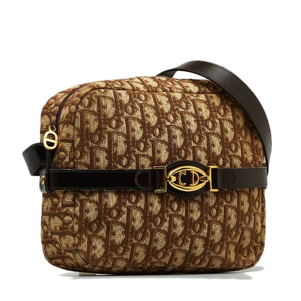 ディオール トロッター ショルダーバッグ ブラウン キャンバス レザー レディース Dior 【中古】