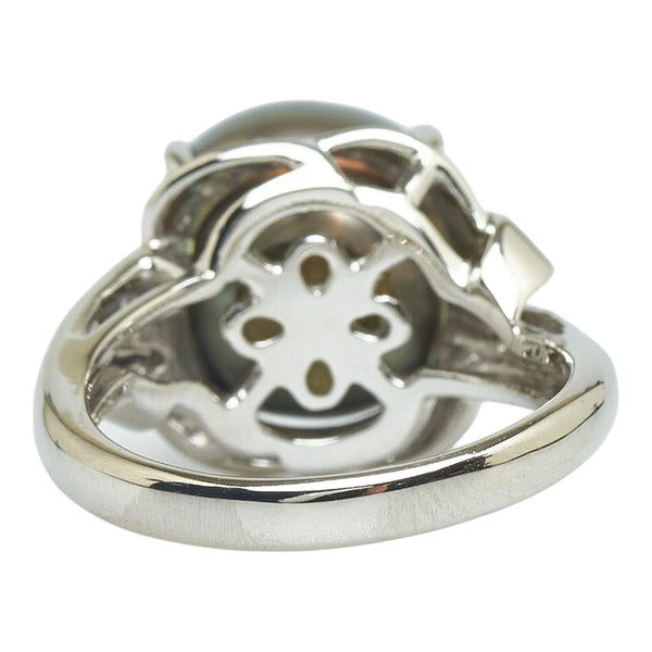 Pt900 プラチナ 黒蝶真珠11.6mm ダイヤ0.14ct リング 指輪 レディース 11.5号 【中古】