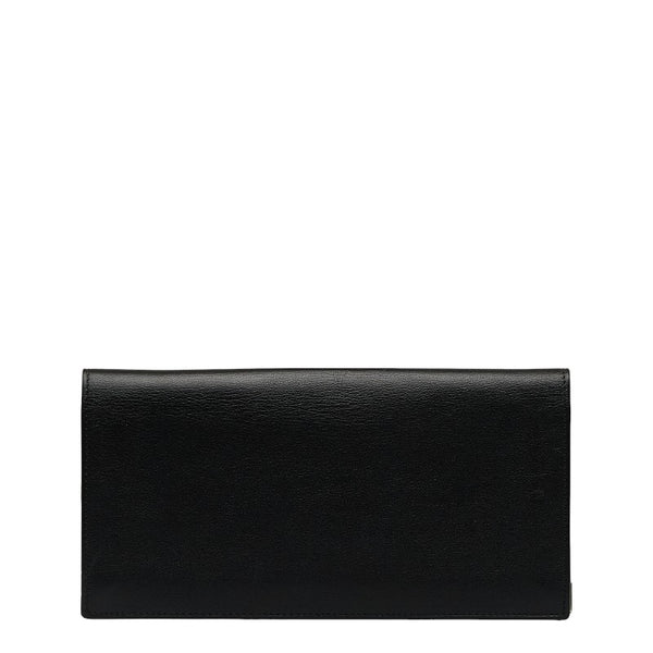 カルティエ マストライン シルバー金具 二つ折り財布 長財布 ブラック ボルドー レザー レディース CARTIER 【中古】