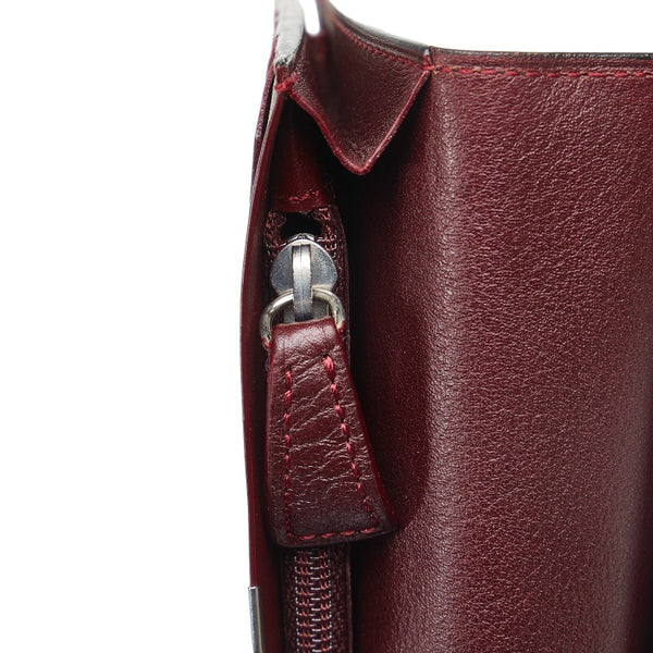 カルティエ マストライン シルバー金具 二つ折り財布 長財布 ブラック ボルドー レザー レディース CARTIER 【中古】