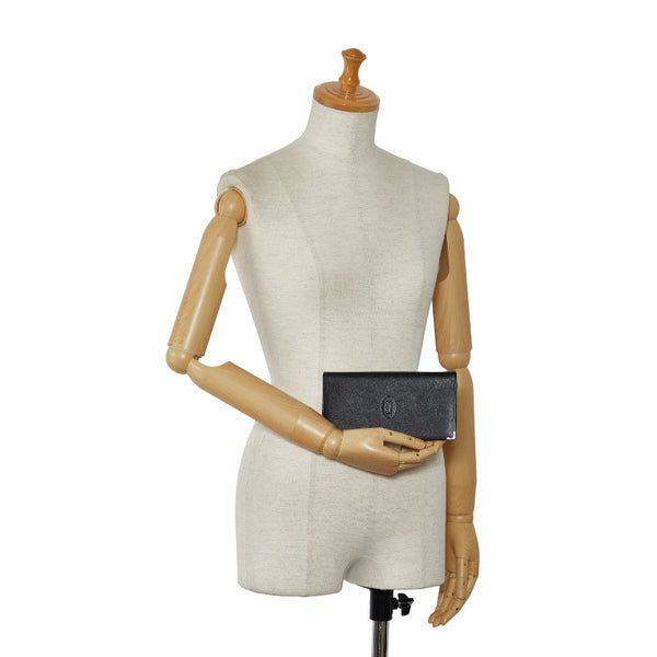 カルティエ マストライン シルバー金具 二つ折り財布 長財布 ブラック ボルドー レザー レディース CARTIER 【中古】