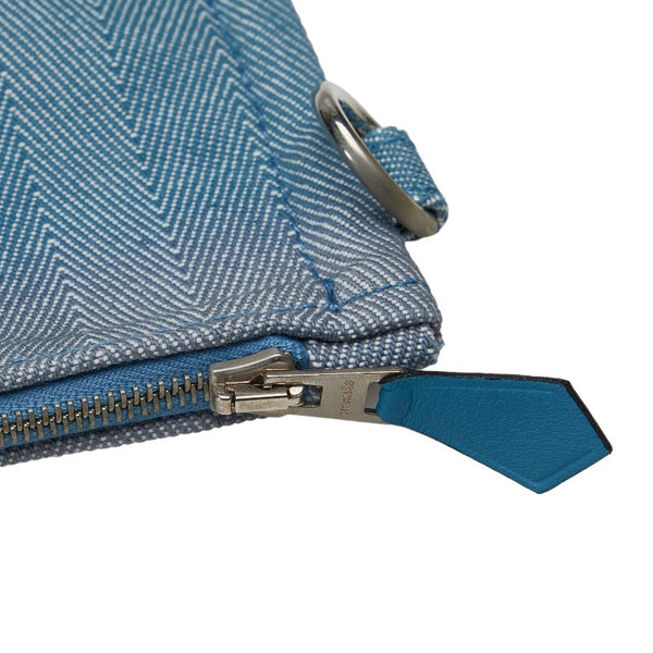 エルメス ヴァルパライソMM ハンドバッグ トートバッグ ブルージーン トワルシェブロン レザー レディース HERMES 【中古】