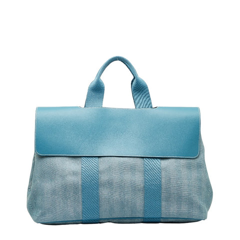 エルメス ヴァルパライソMM ハンドバッグ トートバッグ ブルージーン トワルシェブロン レザー レディース HERMES 【中古】