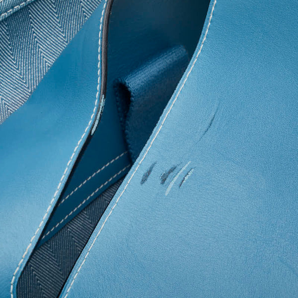 エルメス ヴァルパライソMM ハンドバッグ トートバッグ ブルージーン トワルシェブロン レザー レディース HERMES 【中古】