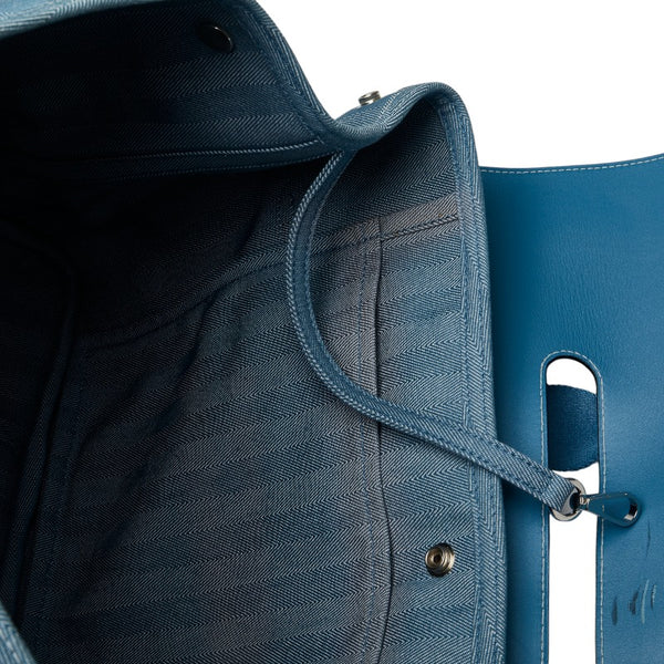 エルメス ヴァルパライソMM ハンドバッグ トートバッグ ブルージーン トワルシェブロン レザー レディース HERMES 【中古】