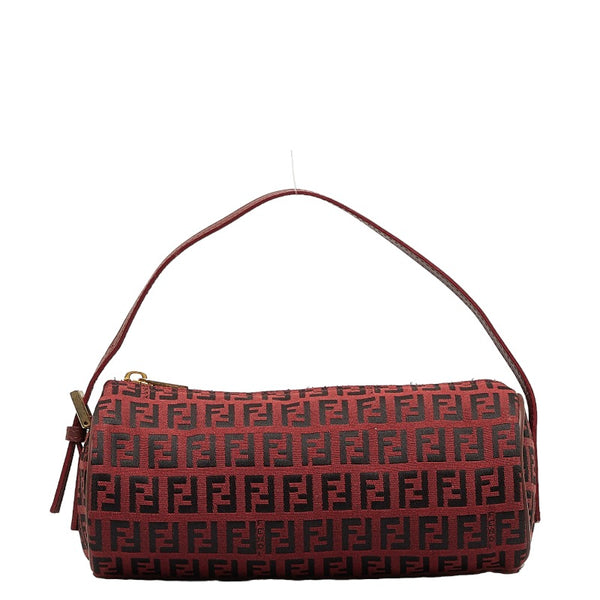 フェンディ ズッキーノ アクセサリーポーチ 7N0016 レッド キャンバス レザー レディース FENDI 【中古】