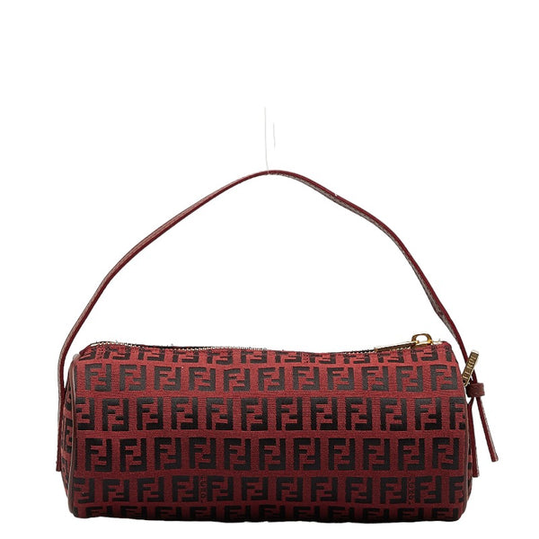 フェンディ ズッキーノ アクセサリーポーチ 7N0016 レッド キャンバス レザー レディース FENDI 【中古】