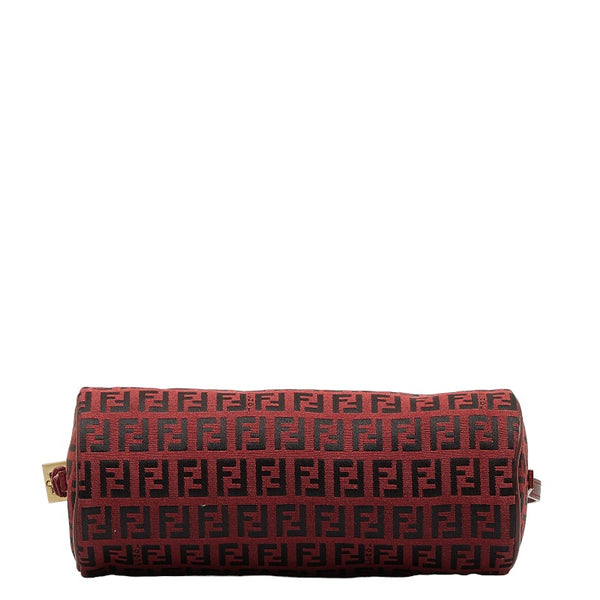 フェンディ ズッキーノ アクセサリーポーチ 7N0016 レッド キャンバス レザー レディース FENDI 【中古】