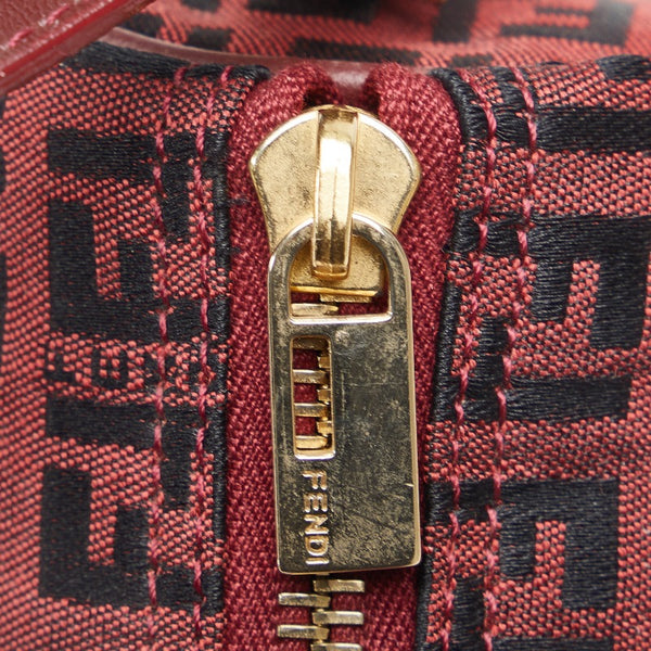 フェンディ ズッキーノ アクセサリーポーチ 7N0016 レッド キャンバス レザー レディース FENDI 【中古】