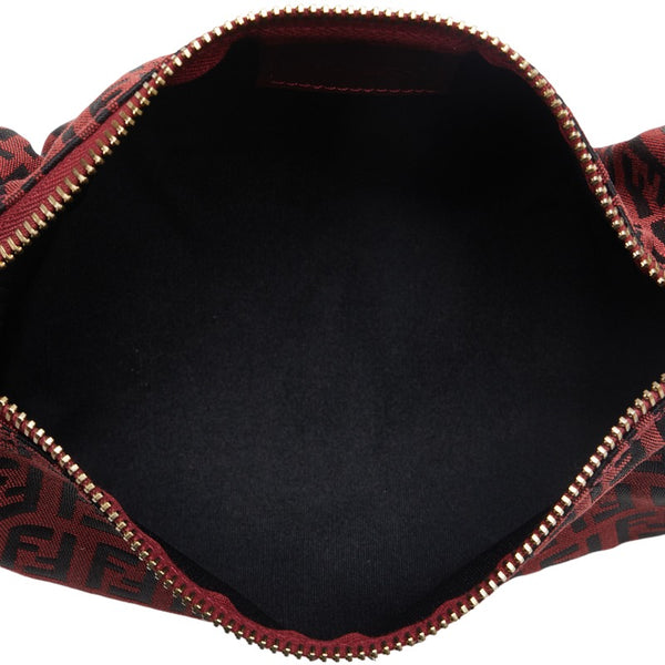 フェンディ ズッキーノ アクセサリーポーチ 7N0016 レッド キャンバス レザー レディース FENDI 【中古】