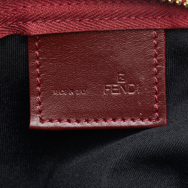 フェンディ ズッキーノ アクセサリーポーチ 7N0016 レッド キャンバス レザー レディース FENDI 【中古】