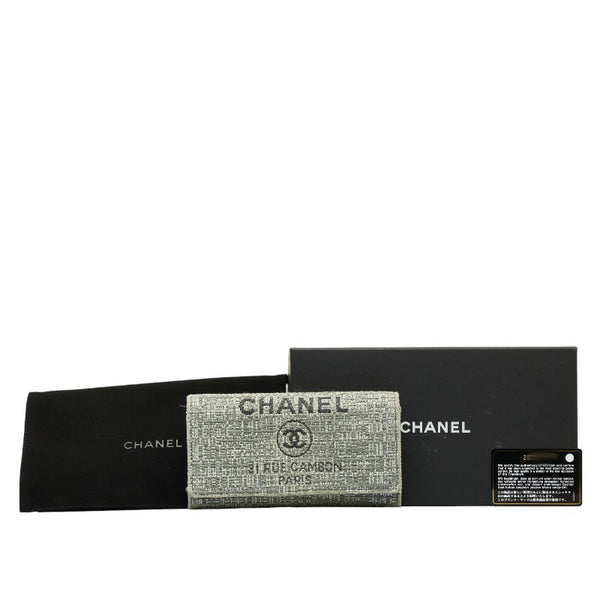 シャネル ドーヴィル ココマーク 長財布 ブラック キャンバス レザー レディース CHANEL 【中古】