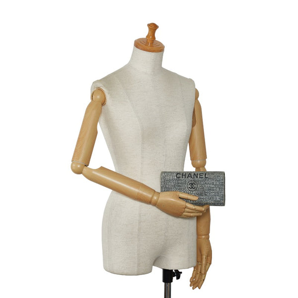 シャネル ドーヴィル ココマーク 長財布 ブラック キャンバス レザー レディース CHANEL 【中古】