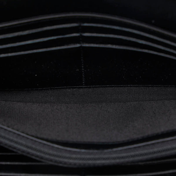 シャネル ドーヴィル ココマーク 長財布 ブラック キャンバス レザー レディース CHANEL 【中古】