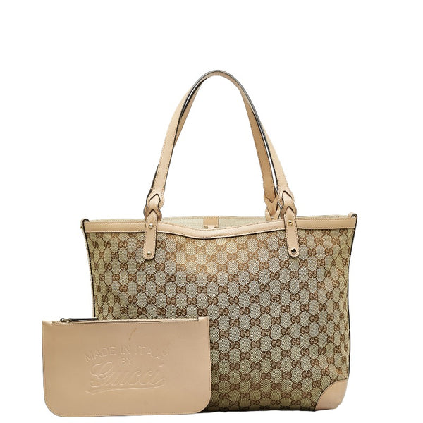 グッチ GGキャンバス トートバッグ 247209 ベージュ キャンバス レザー レディース GUCCI 【中古】