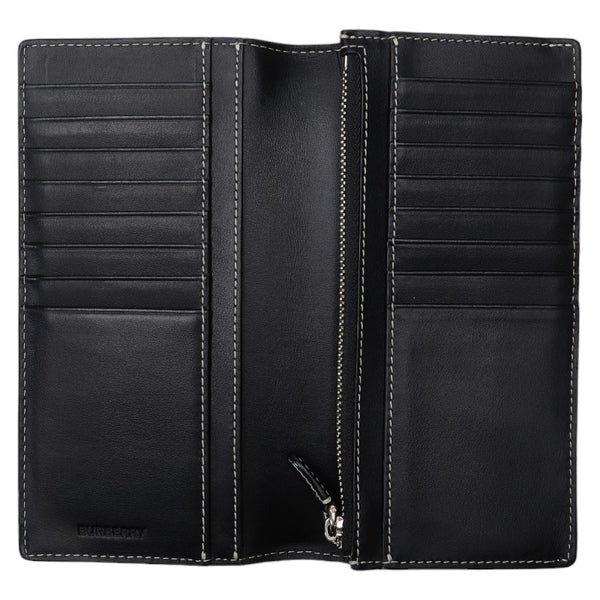 バーバリー チェック コンチネンタルウォレット 長財布 ブラウン PVC レザー メンズ BURBERRY 【中古】