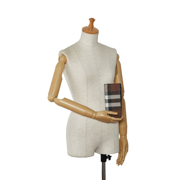 バーバリー チェック コンチネンタルウォレット 長財布 ブラウン PVC レザー メンズ BURBERRY 【中古】