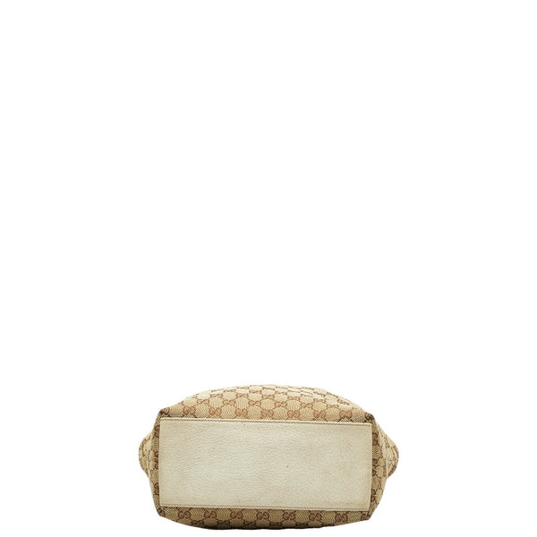 グッチ GGキャンバス ショルダーバッグ トートバッグ 153009 ベージュ ホワイト キャンバス レザー レディース GUCCI 【中古】