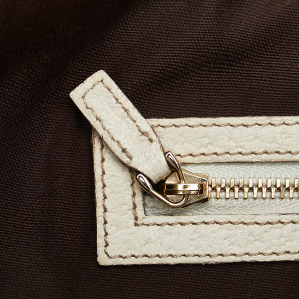 グッチ GGキャンバス ショルダーバッグ トートバッグ 153009 ベージュ ホワイト キャンバス レザー レディース GUCCI 【中古】