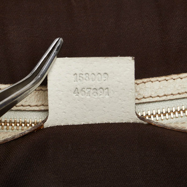 グッチ GGキャンバス ショルダーバッグ トートバッグ 153009 ベージュ ホワイト キャンバス レザー レディース GUCCI 【中古】