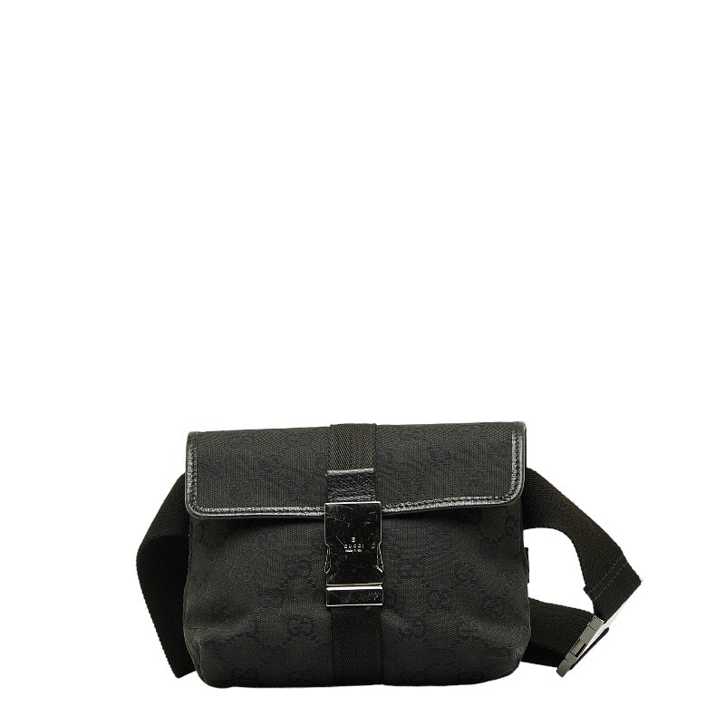 グッチ GGキャンバス ボディバッグ ウエストバッグ  131236 ブラック キャンバス レザー レディース GUCCI 【中古】