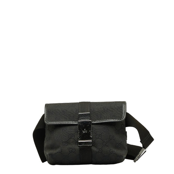 グッチ GGキャンバス ボディバッグ ウエストバッグ  131236 ブラック キャンバス レザー レディース GUCCI 【中古】