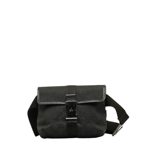 グッチ GGキャンバス ボディバッグ ウエストバッグ  131236 ブラック キャンバス レザー レディース GUCCI 【中古】