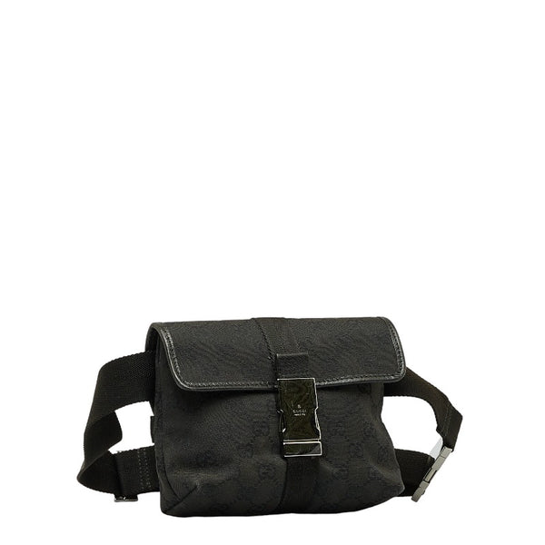 グッチ GGキャンバス ボディバッグ ウエストバッグ  131236 ブラック キャンバス レザー レディース GUCCI 【中古】