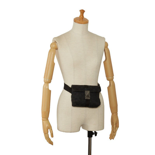 グッチ GGキャンバス ボディバッグ ウエストバッグ  131236 ブラック キャンバス レザー レディース GUCCI 【中古】