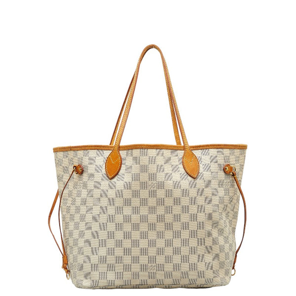 ルイ ヴィトン ダミエ アズール ネヴァーフルMM トートバッグ ショルダーバッグ N51107 ホワイト PVC レザー レディース LOUIS VUITTON 【中古】