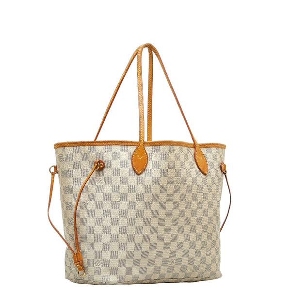 ルイ ヴィトン ダミエ アズール ネヴァーフルMM トートバッグ ショルダーバッグ N51107 ホワイト PVC レザー レディース LOUIS VUITTON 【中古】