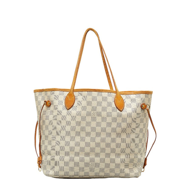 ルイ ヴィトン ダミエ アズール ネヴァーフルMM トートバッグ ショルダーバッグ N51107 ホワイト PVC レザー レディース LOUIS VUITTON 【中古】