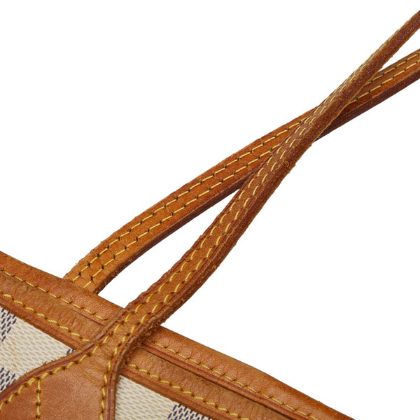 ルイ ヴィトン ダミエ アズール ネヴァーフルMM トートバッグ ショルダーバッグ N51107 ホワイト PVC レザー レディース LOUIS VUITTON 【中古】