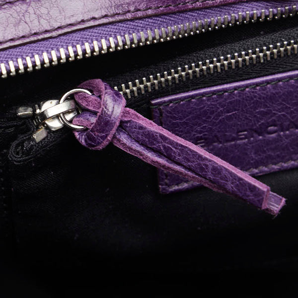バレンシアガ シティ ハンドバッグ ショルダーバッグ 2WAY 115748 パープル ネイビー レザー フェルト レディース BALENCIAGA 【中古】